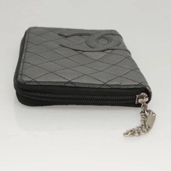 CHANEL Cambon Line Long Wallet Leather Black CC Auth - Picture 4 of 16